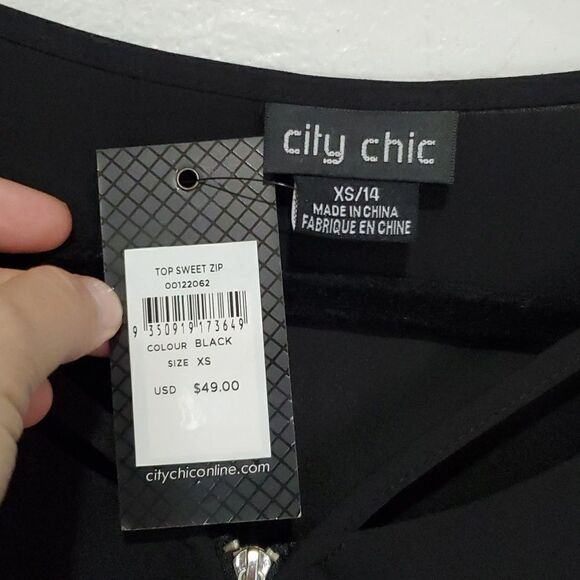 City Chic Top Sweet Zip in Black Size 14 or City Chic XS - Picture 11 of 11